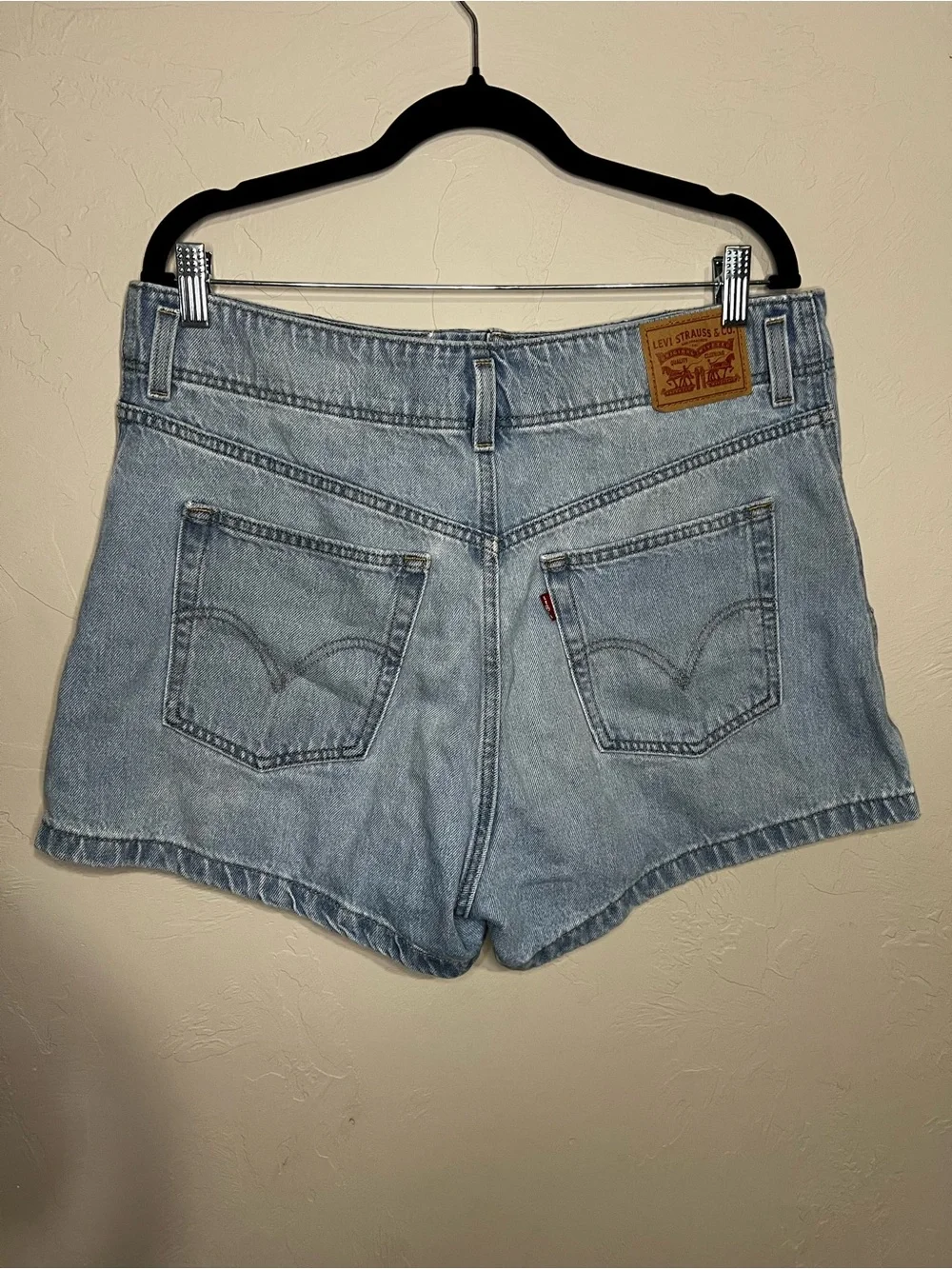Levi's High Waisted Mom Two Button Light Wash Denim Shorts
